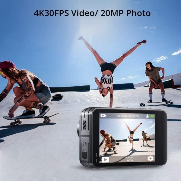 AKASO Brave 7 LE 4K30FPS 20MP WiFi Action Camera with Touch Screen EIS 2.0 Zoom Remote Control 131 Feet Underwater Camera with 2X 1350mAh Batteries Support External Microphone Vlog Camera - Image 4