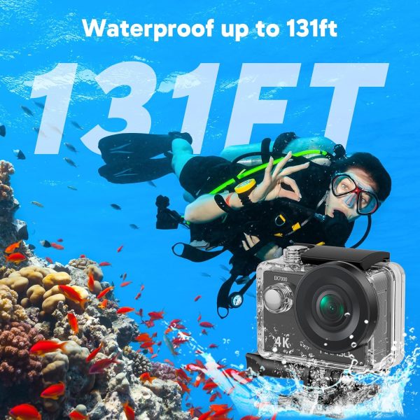 AKASO EK7000 4K30FPS 20MP WiFi Action Camera with EIS Ultra HD Underwater Camera 131FT Waterproof Camera Remote Control 4X Zoom in Photo Mode Support External Microphone Black - Image 5