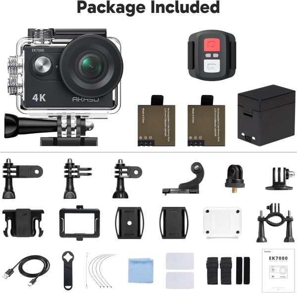 AKASO EK7000 4K30FPS 20MP WiFi Action Camera with EIS Ultra HD Underwater Camera 131FT Waterproof Camera Remote Control 4X Zoom in Photo Mode Support External Microphone Black - Image 10