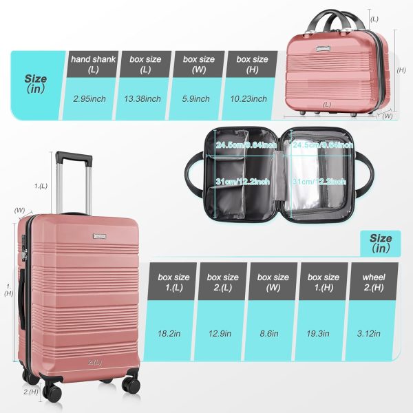 GigabitBest Carry On Luggage 22x14x9 Airline Approved luggage sets 2 piece，PC+ABS Hardshell Suitcase with 360° Spinner Wheels, TSA Lock，Small Luggage Suitcase 2-Piece Set（14/19），Vintage Magenta - Image 3