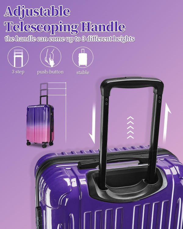 sukiost Carry On Suitcase, 20 Inch Carry On Luggage with Wheels, Hardside Large Suitcases with Wheels, TSA Lock - Image 2