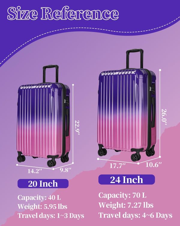 sukiost Carry On Suitcase, 20 Inch Carry On Luggage with Wheels, Hardside Large Suitcases with Wheels, TSA Lock - Image 6