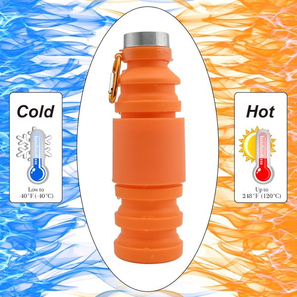 Collapsible Water Bottles Cups - 550ml Reusable BPA Free Silicone Foldable Travel Water Bottle Cup Sports & Fitness Essential for Running,Travel, and Gym Camping Hiking Lightweight Durable - Image 3