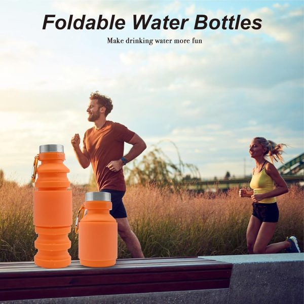 Collapsible Water Bottles Cups - 550ml Reusable BPA Free Silicone Foldable Travel Water Bottle Cup Sports & Fitness Essential for Running,Travel, and Gym Camping Hiking Lightweight Durable - Image 5