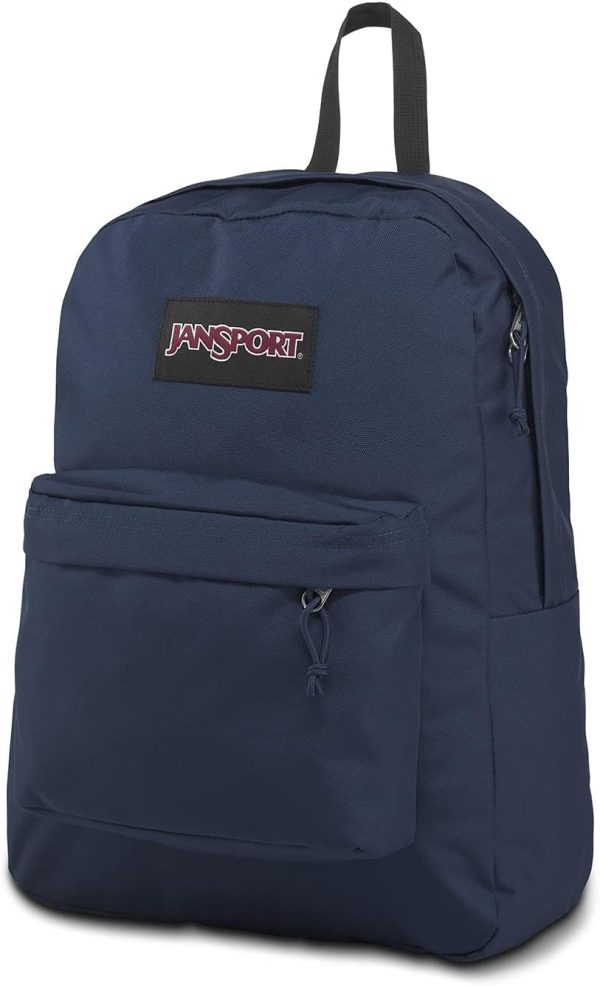 JanSport SuperBreak Plus Backpack with Padded 15-inch Laptop Sleeve and Integrated Bottle Pocket - Spacious and Durable Daypack for Work and Travel - Navy