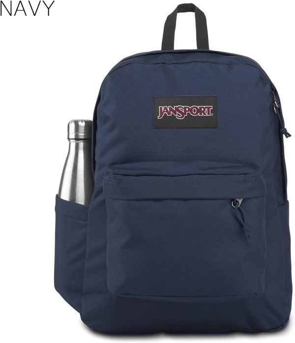 JanSport SuperBreak Plus Backpack with Padded 15-inch Laptop Sleeve and Integrated Bottle Pocket - Spacious and Durable Daypack for Work and Travel - Navy - Image 3